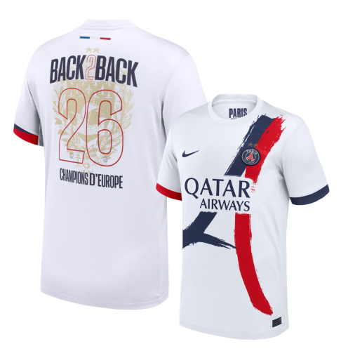 24-25 PSG Away Print 2 Star Champions of Europe 26 Fans Soccer Jersey