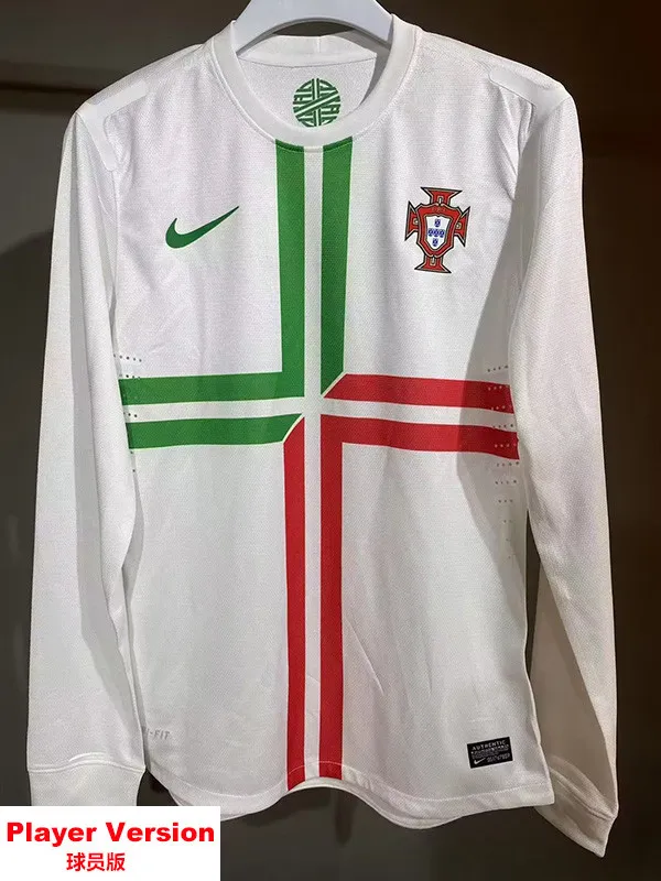 2012 Portugal Away Player Version Long Sleeve Retro Soccer Jersey  *长袖球员