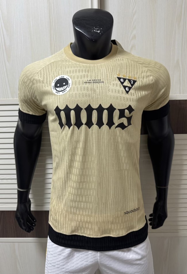 25-26 PSG Earthy Yellow Co-Signed Version Player Version Soccer Jersey