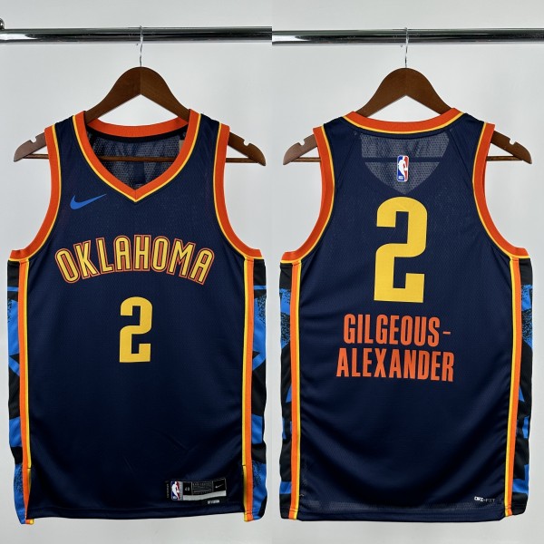 24-25 OKC Thunder GILGEOUS-ALEXANDER #2 Blue City Edition Top Quality Hot Pressing NBA Jersey