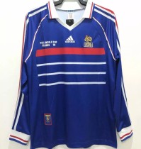 1998 France Home Long Sleeve Retro Soccer Jersey(带决赛字) 1998 France Home Long Sleeve Retro Soccer Jersey(带决赛字)