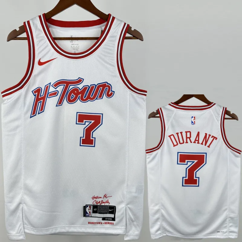 23-24 ROCKETS DURANT #7 White City Edition Top Quality Hot Pressing NBA Jersey