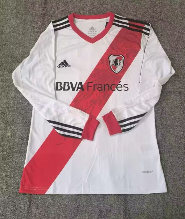2013-2014 River Plate White Long Sleeve Retro Soccer Jersey
