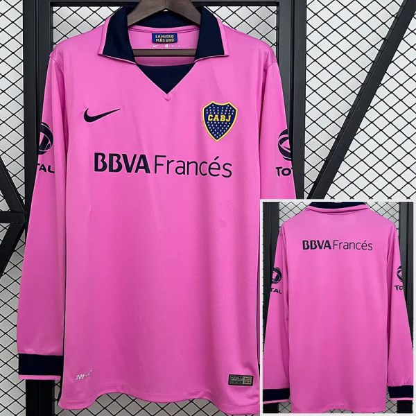 2013-2014 Boca Juniors Pink Long Sleeve Retro Soccer Jersey (长袖)