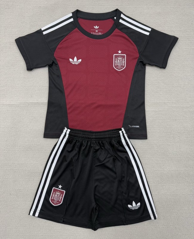 2026 Spain Red Black GoalKeeper Kids Soccer Jersey