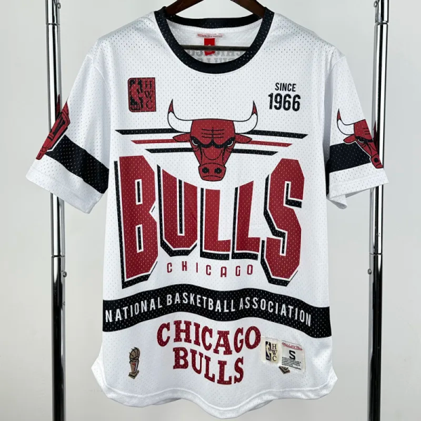 2026 BULLS White Retro High Quality Casual T-Shirt #MN