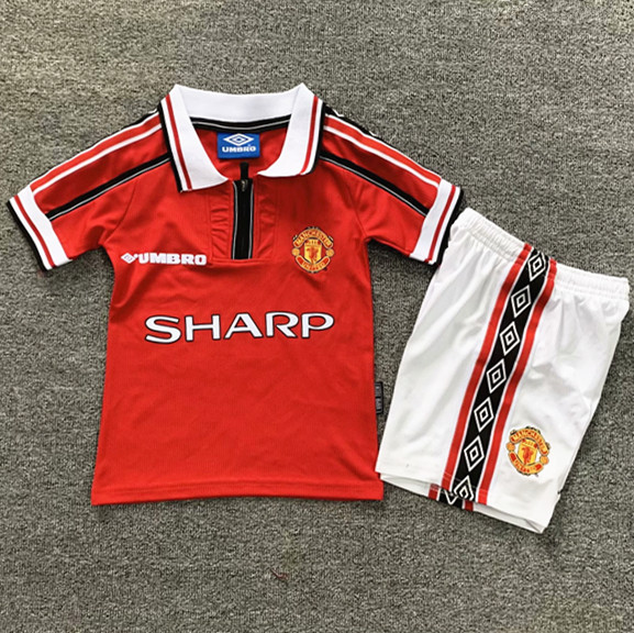 1998-1999 Man Utd Home Retro Kids Soccer Jersey