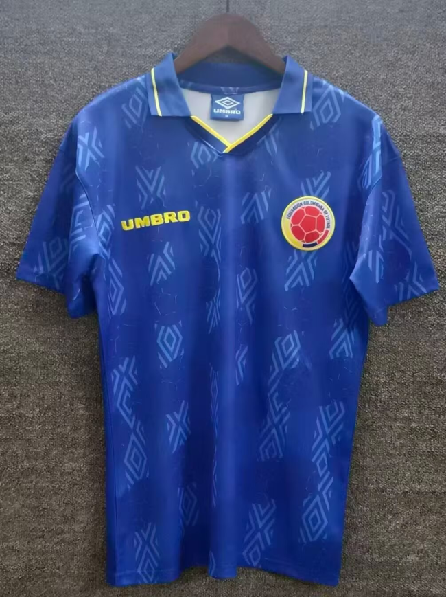 2014 Colombia Blue Retro Soccer Jersey