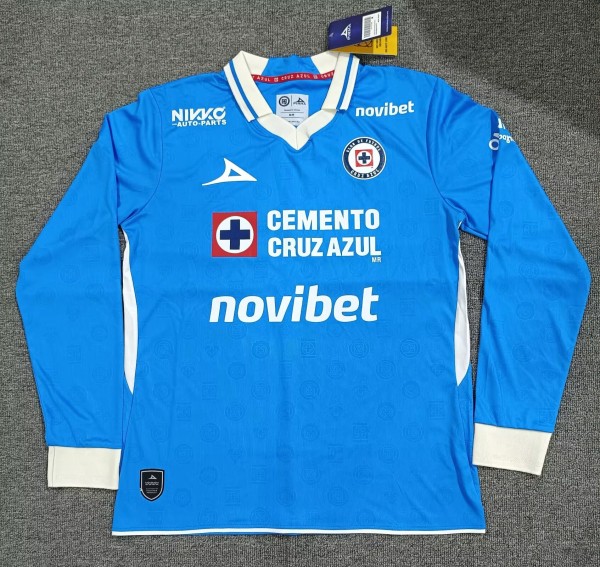 26-27 Cruz Azul Home Long Sleeve Fans Soccer Jersey (长袖)