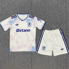 25-26 Aston Villa Third Kids Soccer Jersey 1:1 Thai Quality*带广告