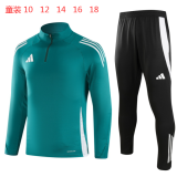 2024 AD Green Kids Half Pull Tracksuit