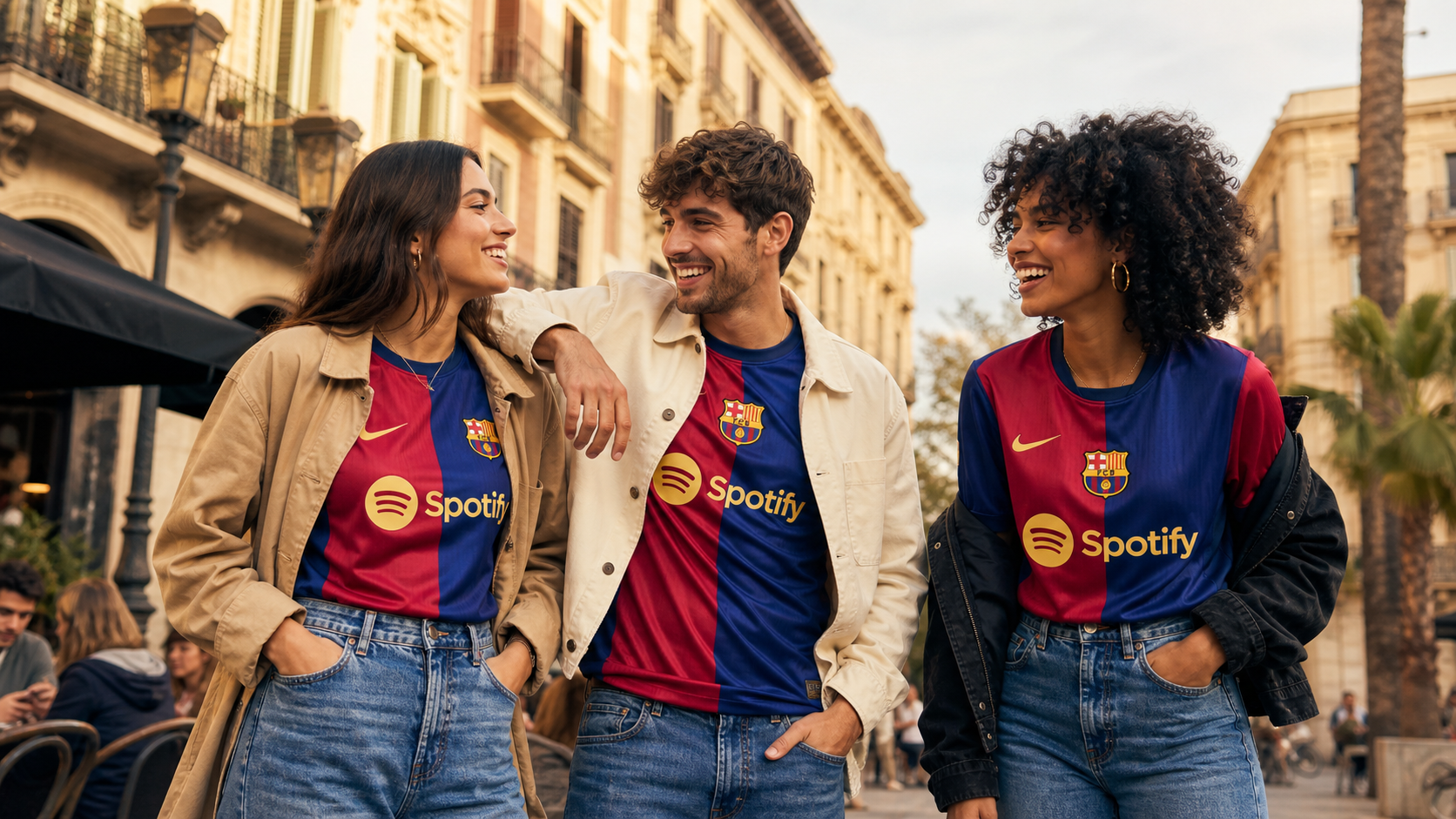 Blue and maroon Barcelona style La Liga jersey editorial image