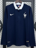 2014 France Home Long Sleeve Retro Soccer Jersey
