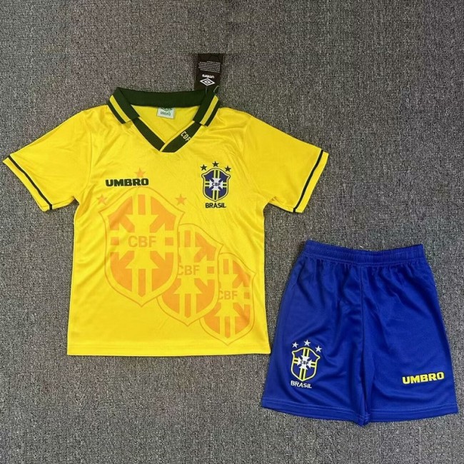 Retro 1994 Brazil home kids kit