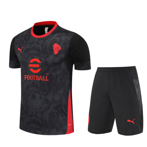 25/26 AC Milan Short sleeve kids training suit black