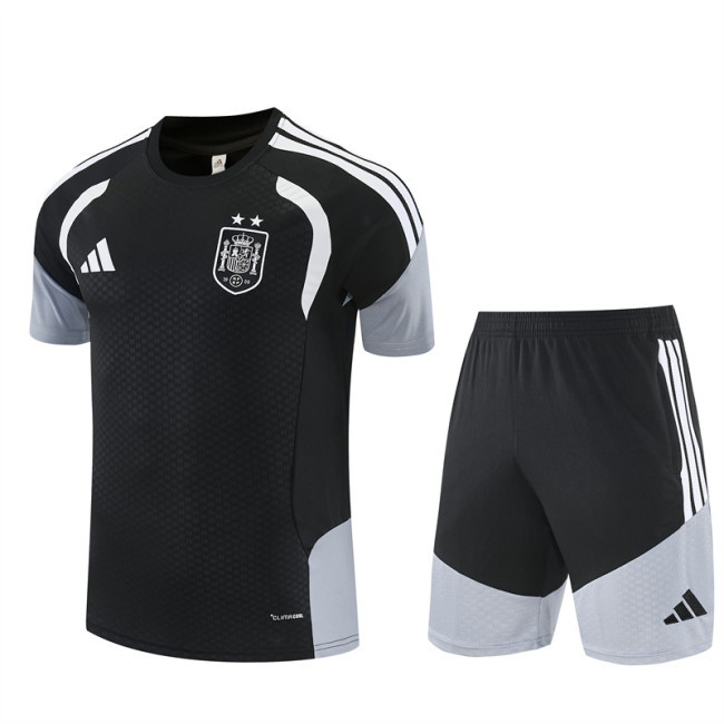 26/27 Spain kids short -sleeved training suit black