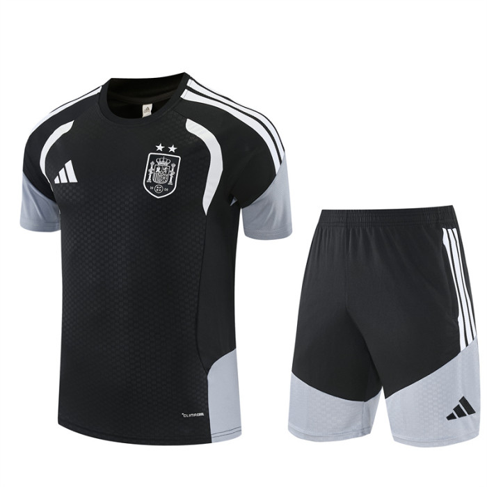 26/27 Spain kids short -sleeved training suit black