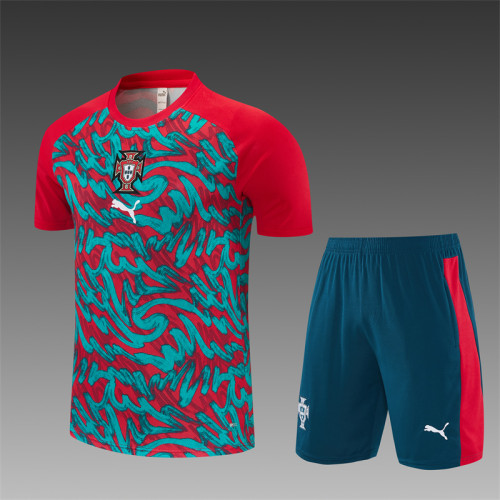 26/27 Portugal short -sleeved training suit red green