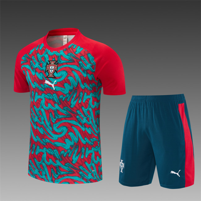 26/27 Portugal short -sleeved training suit red green