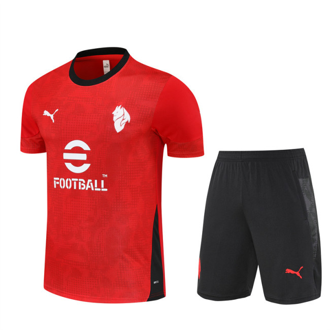 25/26 AC Milan Short sleeve kids training suit red