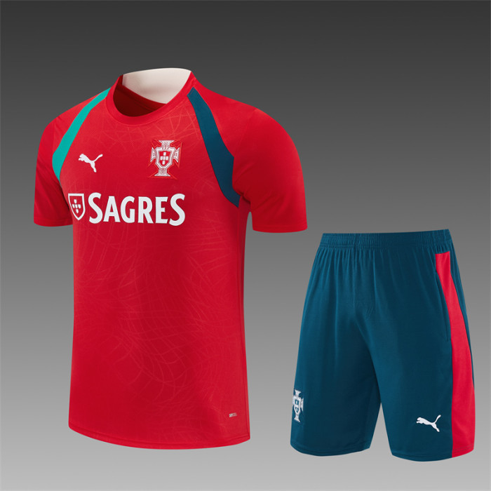 26/27 Portugal short -sleeved training suit red