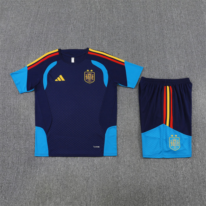 26/27 Spain kids short -sleeved training suit royal blue