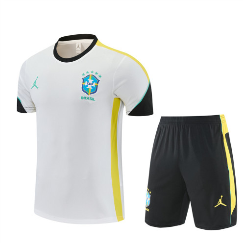 26/27 Brazil Short sleeve kids training suit white