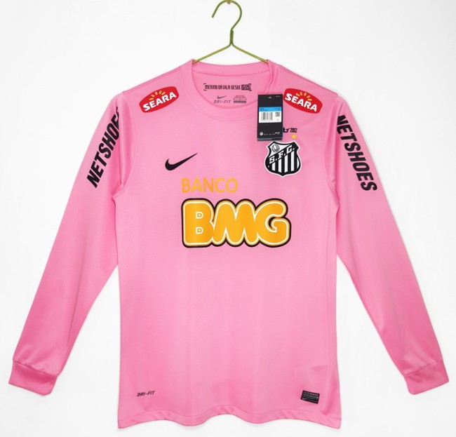 Retro 2013 Santos football Jersey long sleeves pink