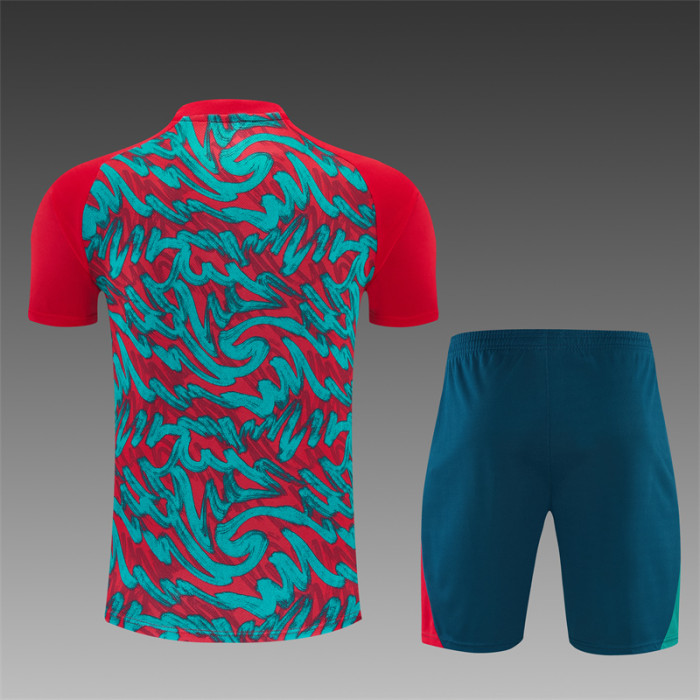26/27 Portugal short -sleeved training suit red green