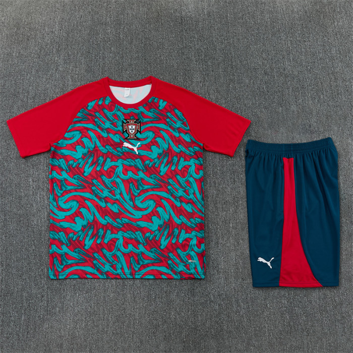 26/27 Portugal short -sleeved training suit red green