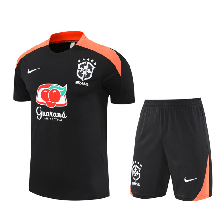25/26 Brazil Short sleeve kids training suit black