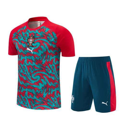 26/27 Portugal kids short -sleeved training suit red green