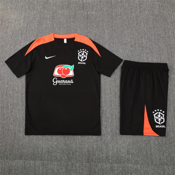 25/26 Brazil Short sleeve kids training suit black