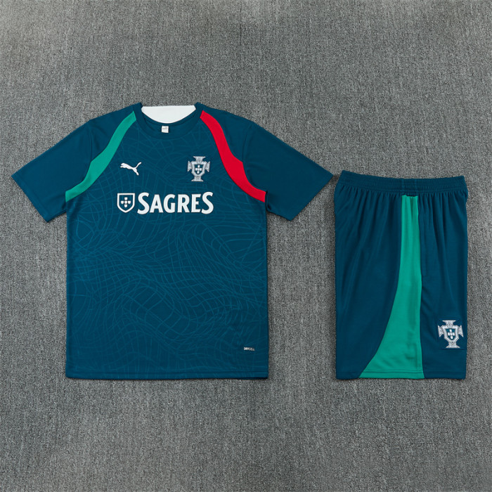26/27 Portugal kids short -sleeved training suit Royal Blue