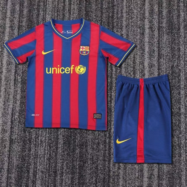 Retro 09/10 Barcelona home kids kit