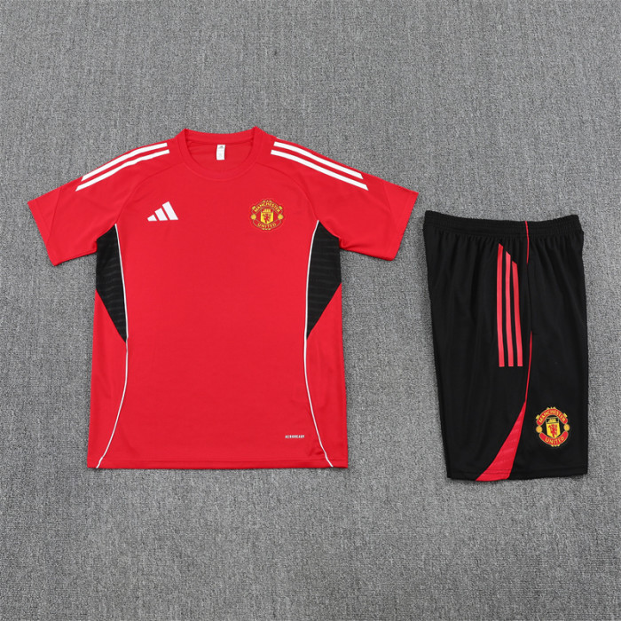 25/26 Manchester United Short sleeve training suit red