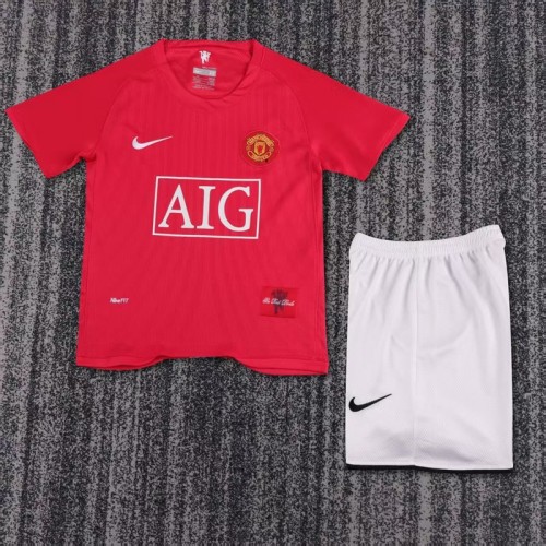 Retro 07/08 Manchester United home kids kit Champion Edition