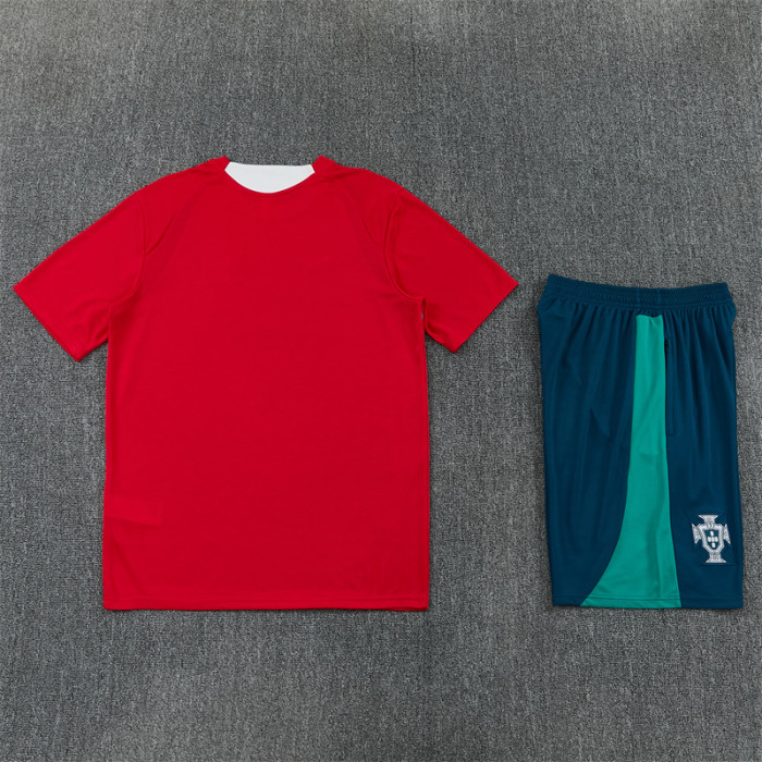 26/27 Portugal kids short -sleeved training suit red
