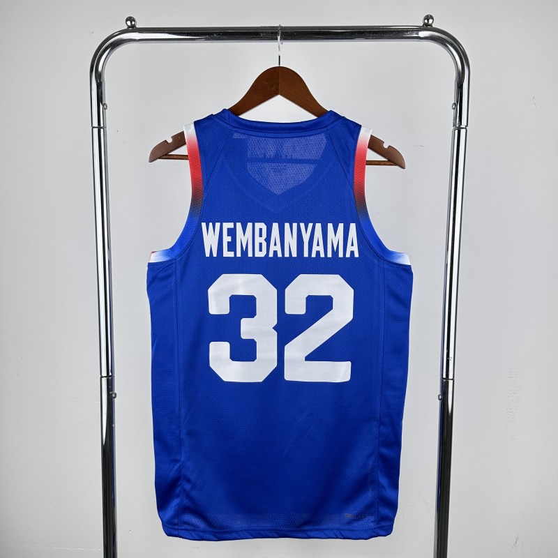 24 Olympic Games France #32 WEMBANYAMA Basketball Jersey