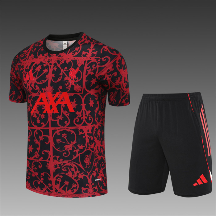 25/26 Liverpool kids Short sleeve training suit black red