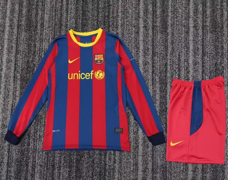 Retro 10/11 Barcelona home kids kit long sleeves