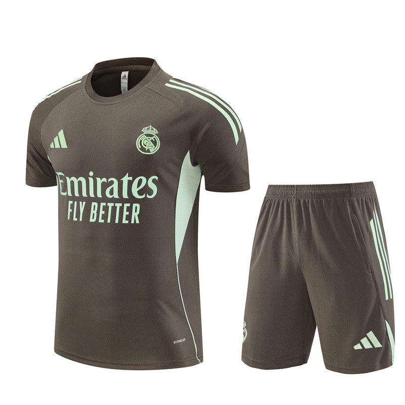 25/26 Real Madrid kids Short sleeve training suit dark green