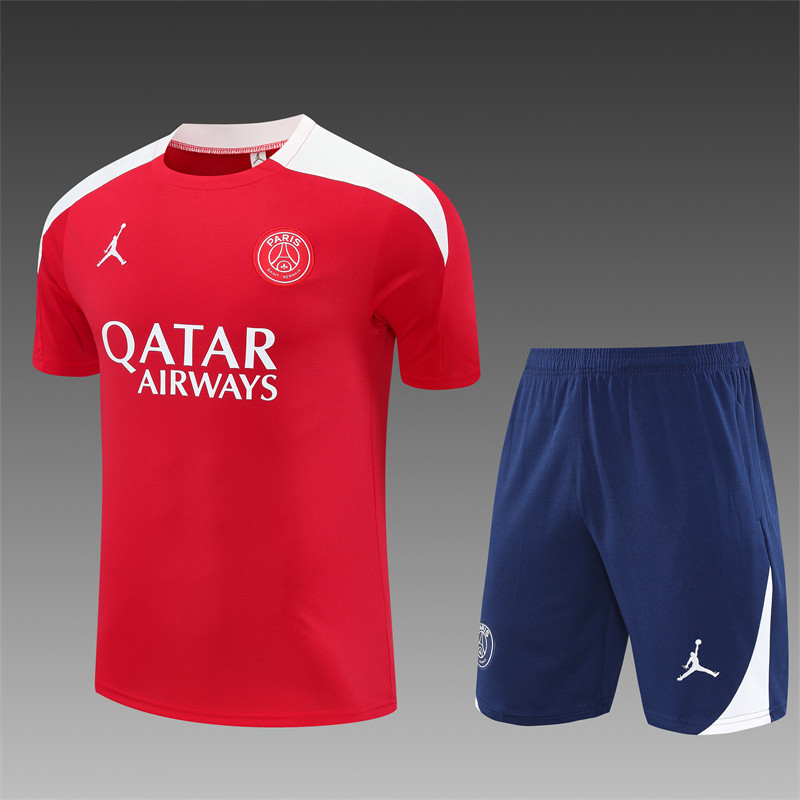 25/26 PSG kids short sleeved training suit red
