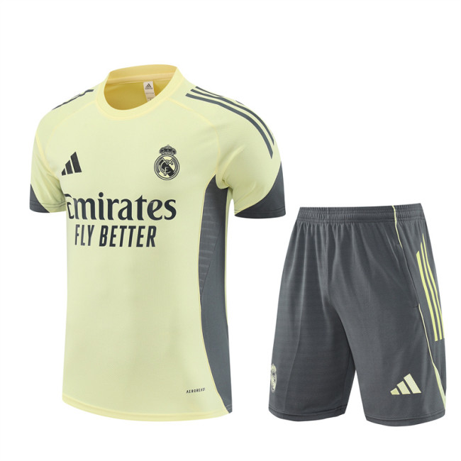 25/26 Real Madrid Short sleeve Adult training suit yellow