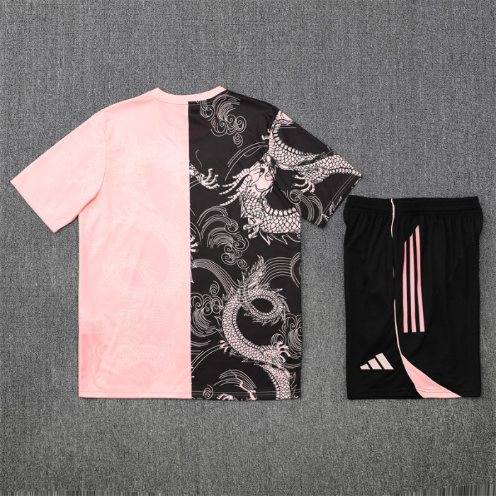 25/26 Real Madrid Short sleeve Adult training suit Pink Black