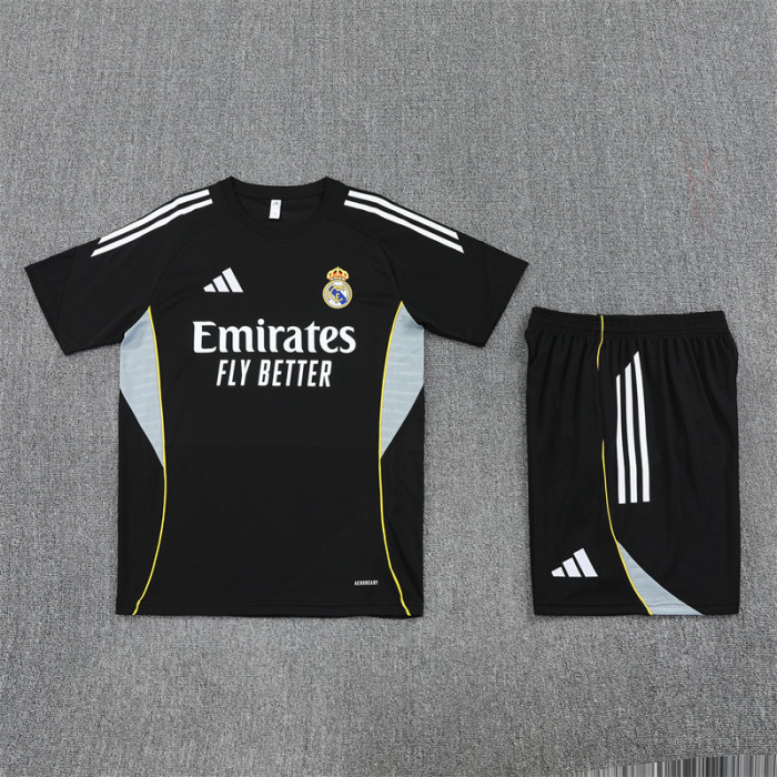 25/26 Real Madrid Short sleeve Adult training suit black
