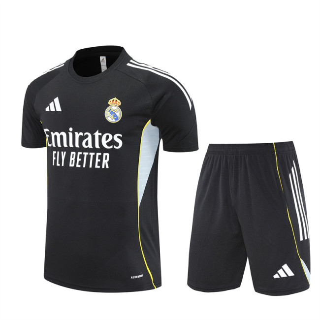 25/26 Real Madrid Short sleeve Adult training suit black