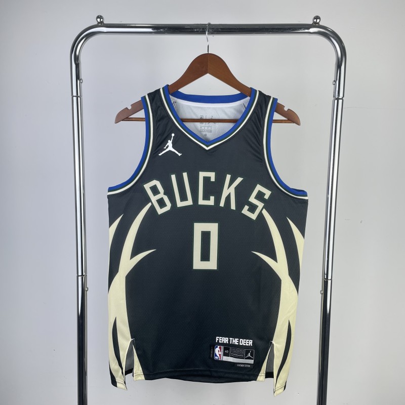 23 NBA Bucks Flying Man Limited #0 Lillard Basketball Jersey