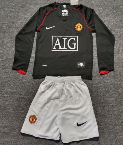 Retro 07/08 Manchester United Away kids kit long sleeves