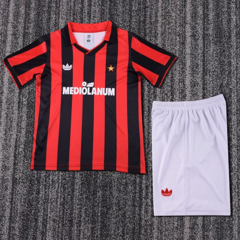 Retro 90/91 AC Milan home kids kit